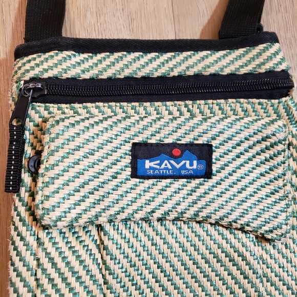 KAVU Woven Striped Green & Tan Bag Made In Seattle - Picture 3 of 6